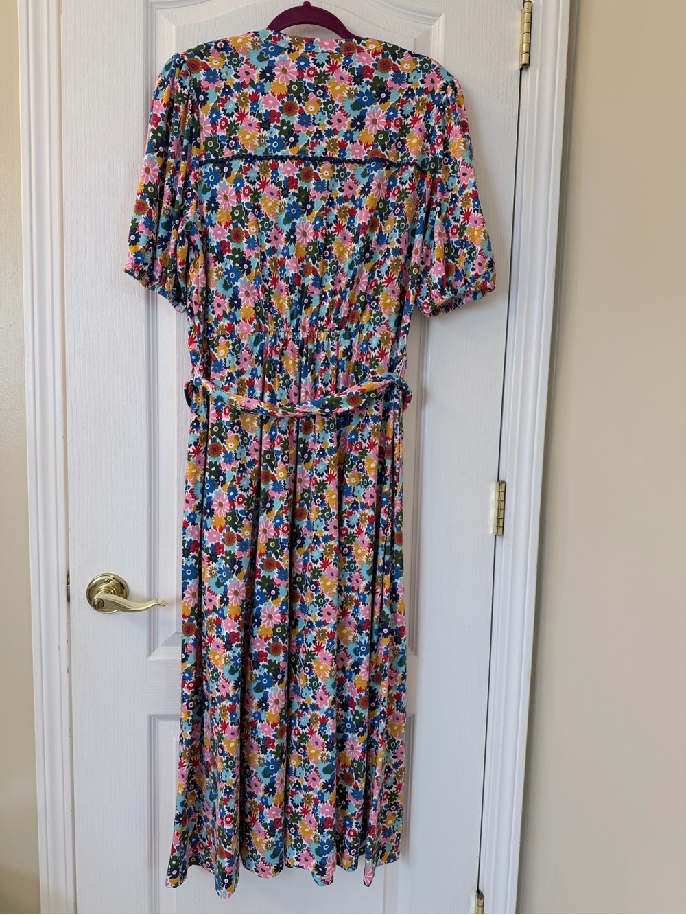 Boden Sofia Trim Jersey Midi Dress US 14 Floral Puff Sleeve NWT - Picture 5 of 5